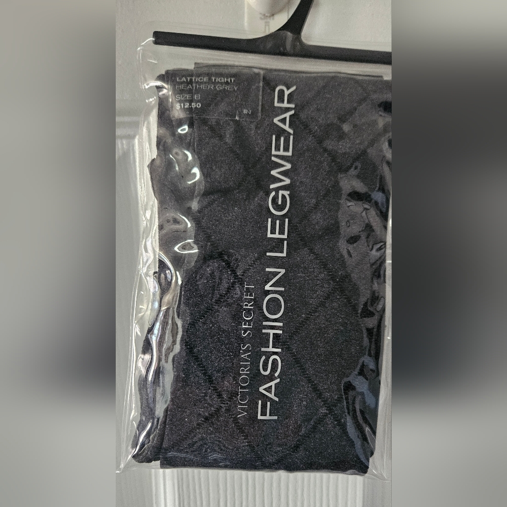 Victoria's Secret Dark Gray Fashion Legwear. Cable Print And Pin Stripe Pattern.